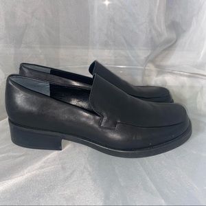 Franco Sarto Black Heeled Loafers Leather Size 10
